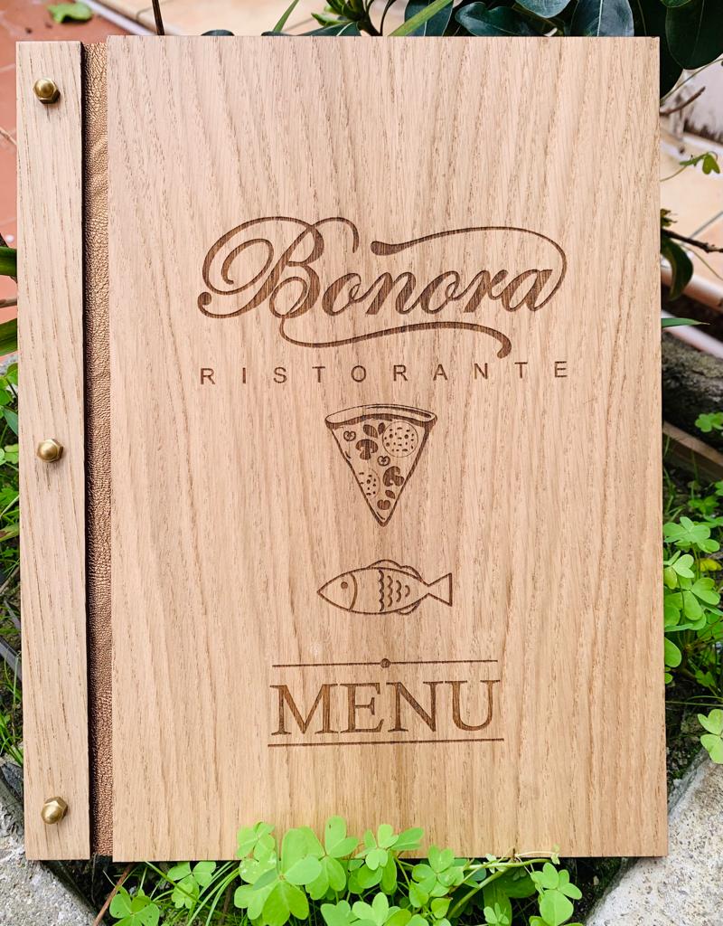 PORTA MENU IN LEGNO DI ROVERE CON ECOPELLE RAMATA